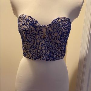 Topshop Bustier. Blue and beige